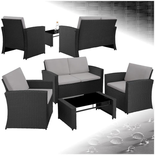 tectake Garten Lounge Set 12 Teilig Outdoor Schwarz Grau