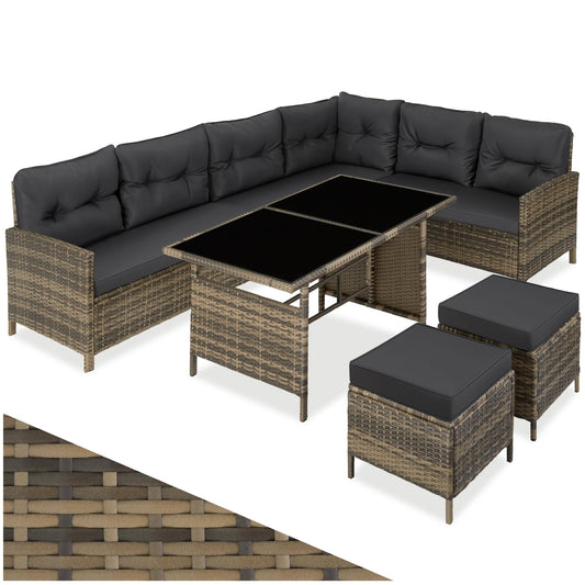 tectake Garten Lounge Sitzgruppe 5-teilig Natur