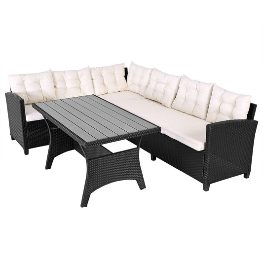 Casaria Balkon Lounge Set Ecksofa Wetterfest Schwarz